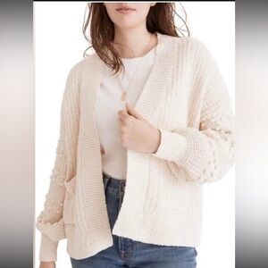 Madewell Cream Textured bobble sleeve Cardigan